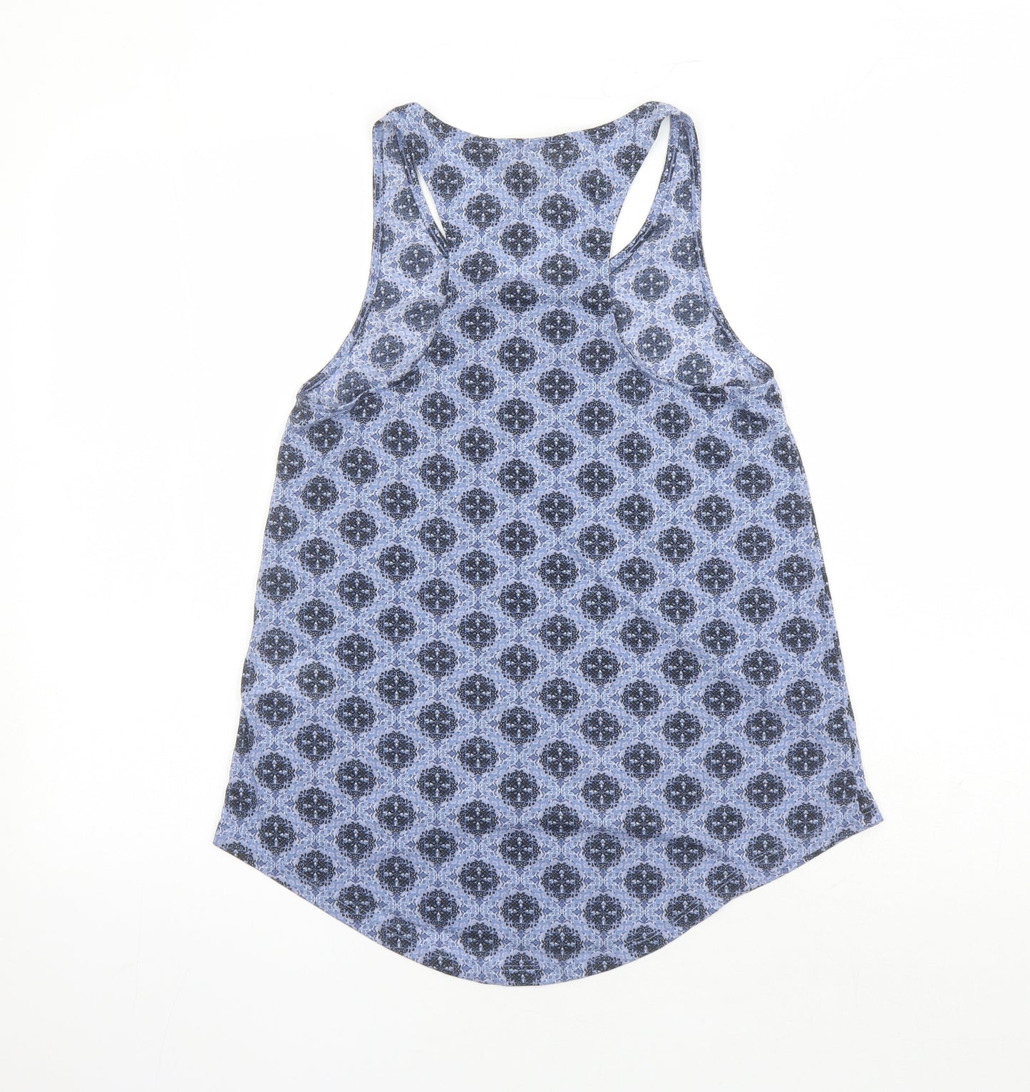 H&M Womens Blue Geometric Polyester Basic Tank Size XS Round Neck