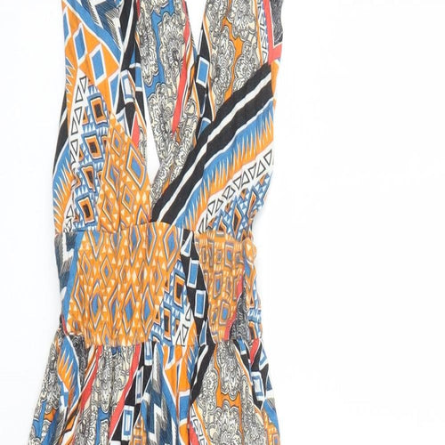 New Look Womens Multicoloured Geometric Polyester Tank Dress Size 8 V-Neck Pullover