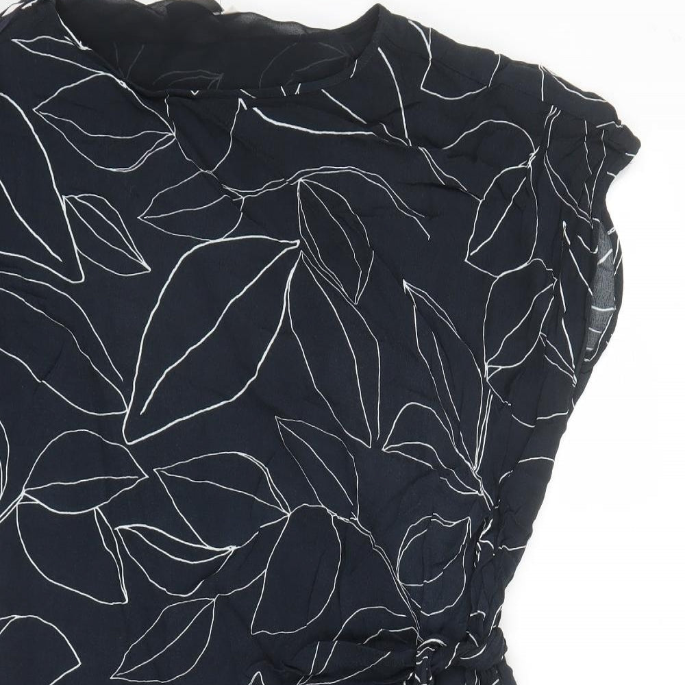 Mint Velvet Womens Black Geometric Viscose A-Line Size 16 Round Neck Pullover - Lined