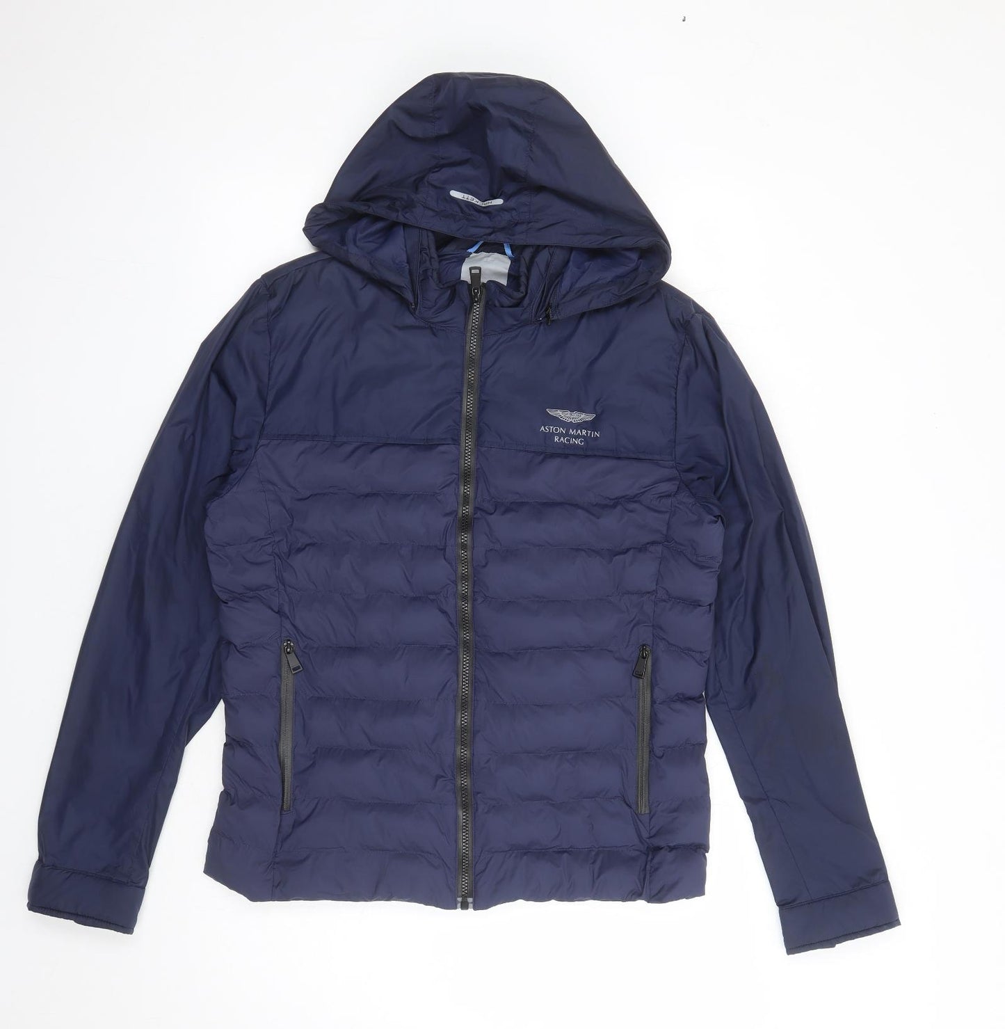 Hackett Mens Blue Quilted Coat Size M Zip - Aston Martin Racing