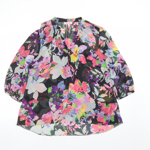 Per Una Womens Multicoloured Geometric Polyester Basic Blouse Size 14 V-Neck