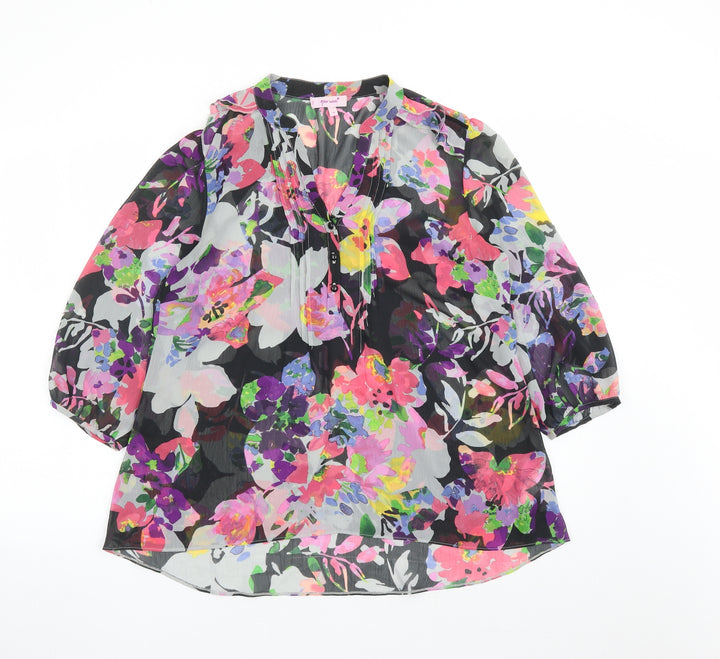 Per Una Womens Multicoloured Geometric Polyester Basic Blouse Size 14 V-Neck