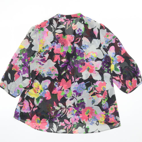 Per Una Womens Multicoloured Geometric Polyester Basic Blouse Size 14 V-Neck