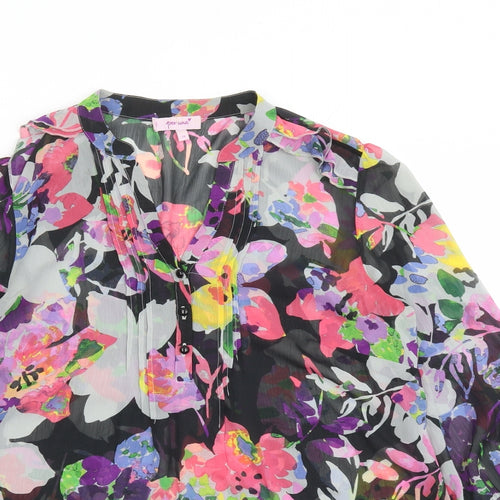 Per Una Womens Multicoloured Geometric Polyester Basic Blouse Size 14 V-Neck