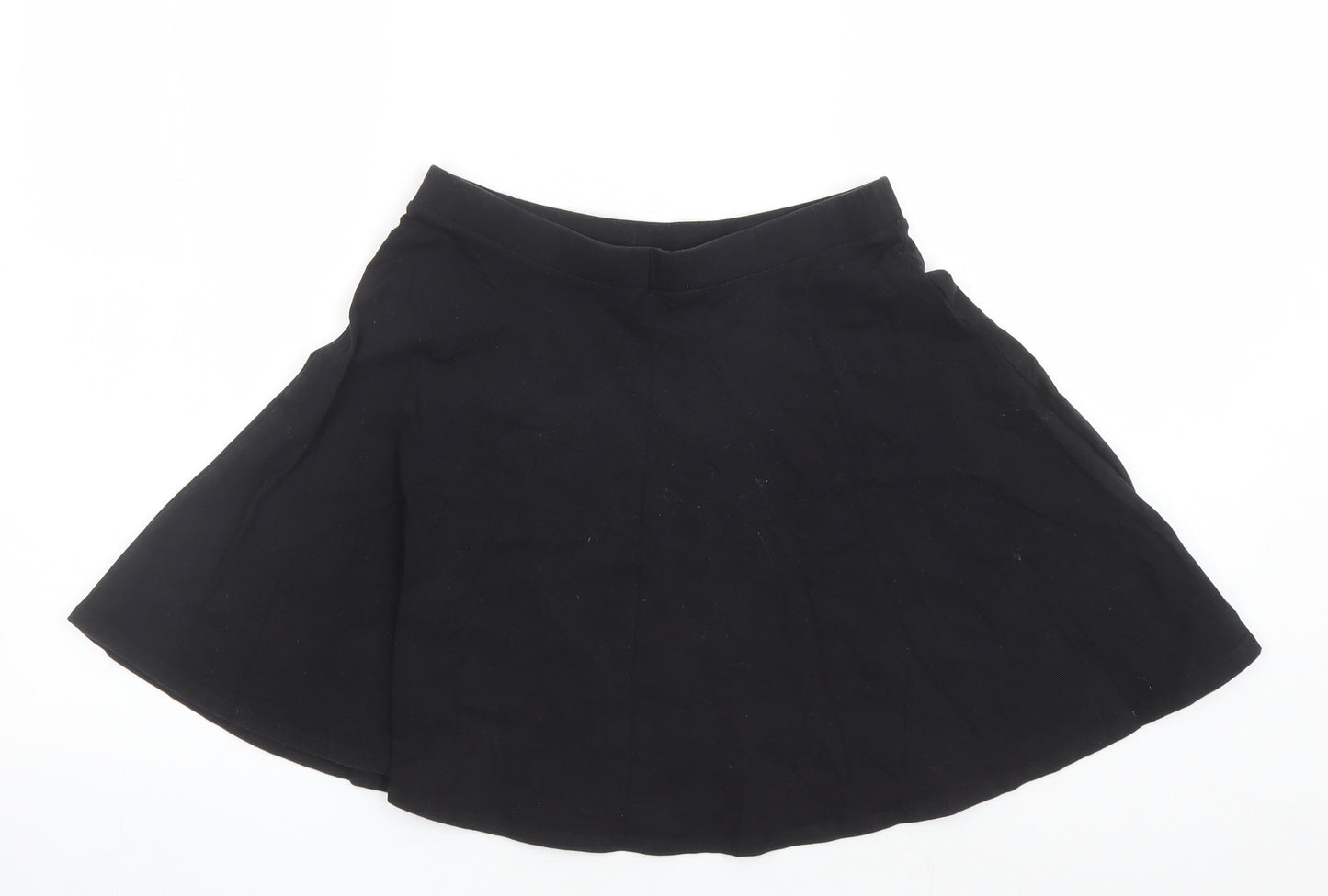 FOREVER 21 Womens Black Cotton Skater Skirt Size M - Elasticated Waist