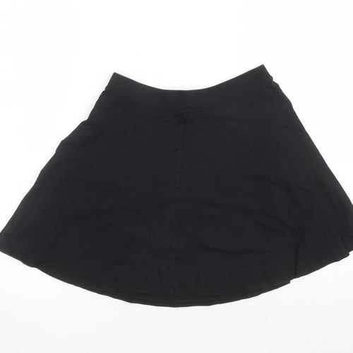 FOREVER 21 Womens Black Cotton Skater Skirt Size M - Elasticated Waist