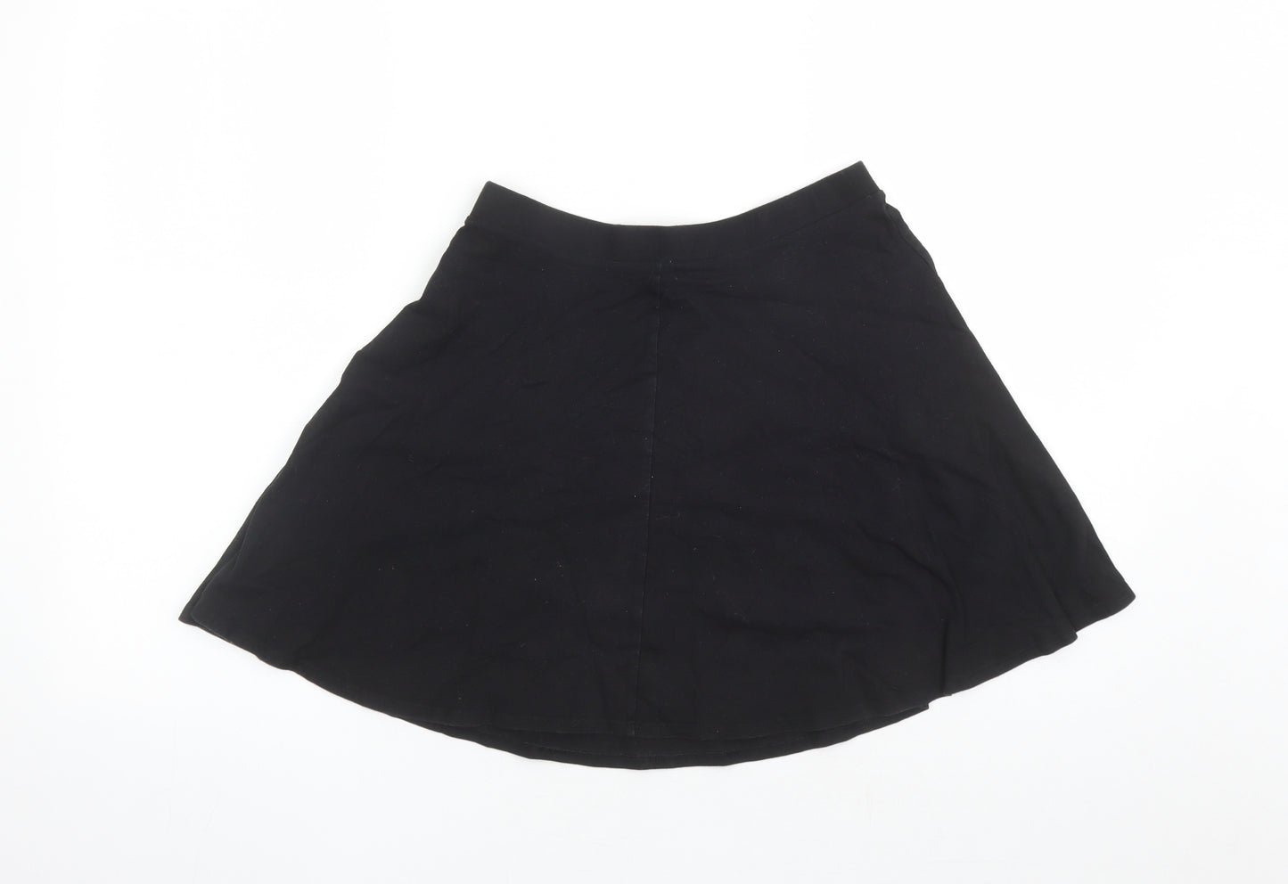 FOREVER 21 Womens Black Cotton Skater Skirt Size M - Elasticated Waist