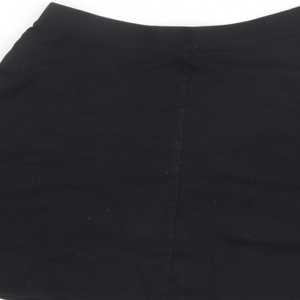 FOREVER 21 Womens Black Cotton Skater Skirt Size M - Elasticated Waist