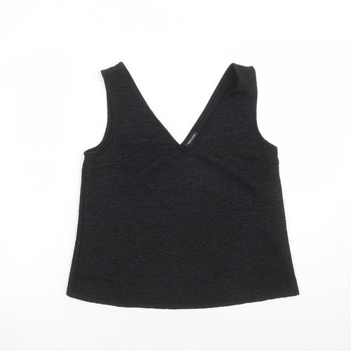 River Island Womens Black Polyester Basic Tank Size 8 V-Neck