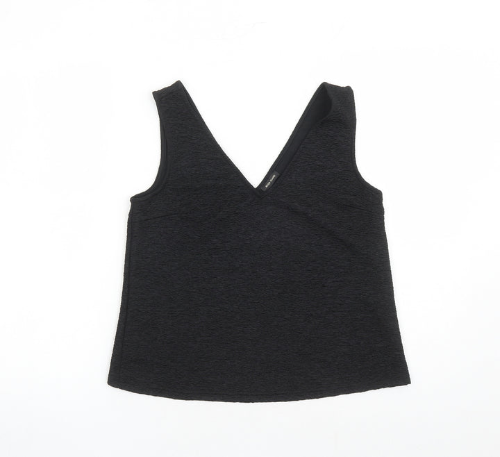 River Island Womens Black Polyester Basic Tank Size 8 V-Neck