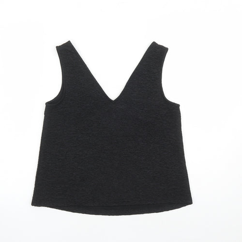 River Island Womens Black Polyester Basic Tank Size 8 V-Neck