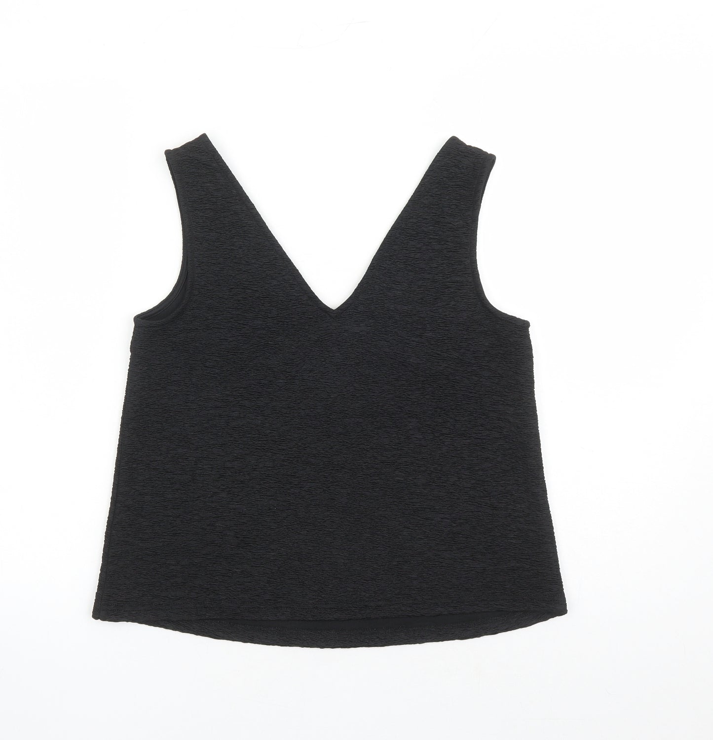 River Island Womens Black Polyester Basic Tank Size 8 V-Neck