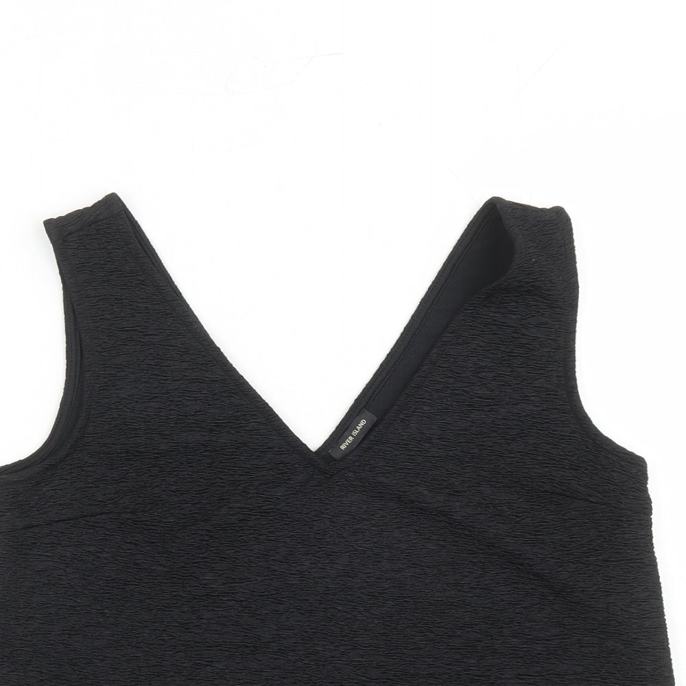 River Island Womens Black Polyester Basic Tank Size 8 V-Neck