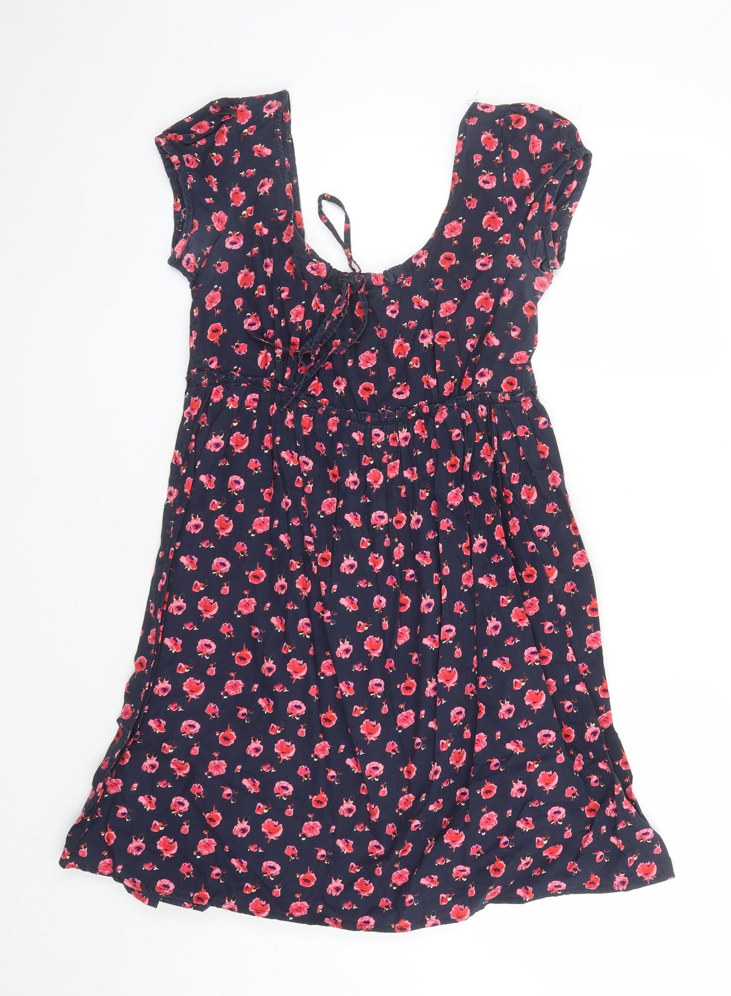 Joe Browns Womens Blue Floral 100% Cotton A-Line Size 10 Round Neck Zip