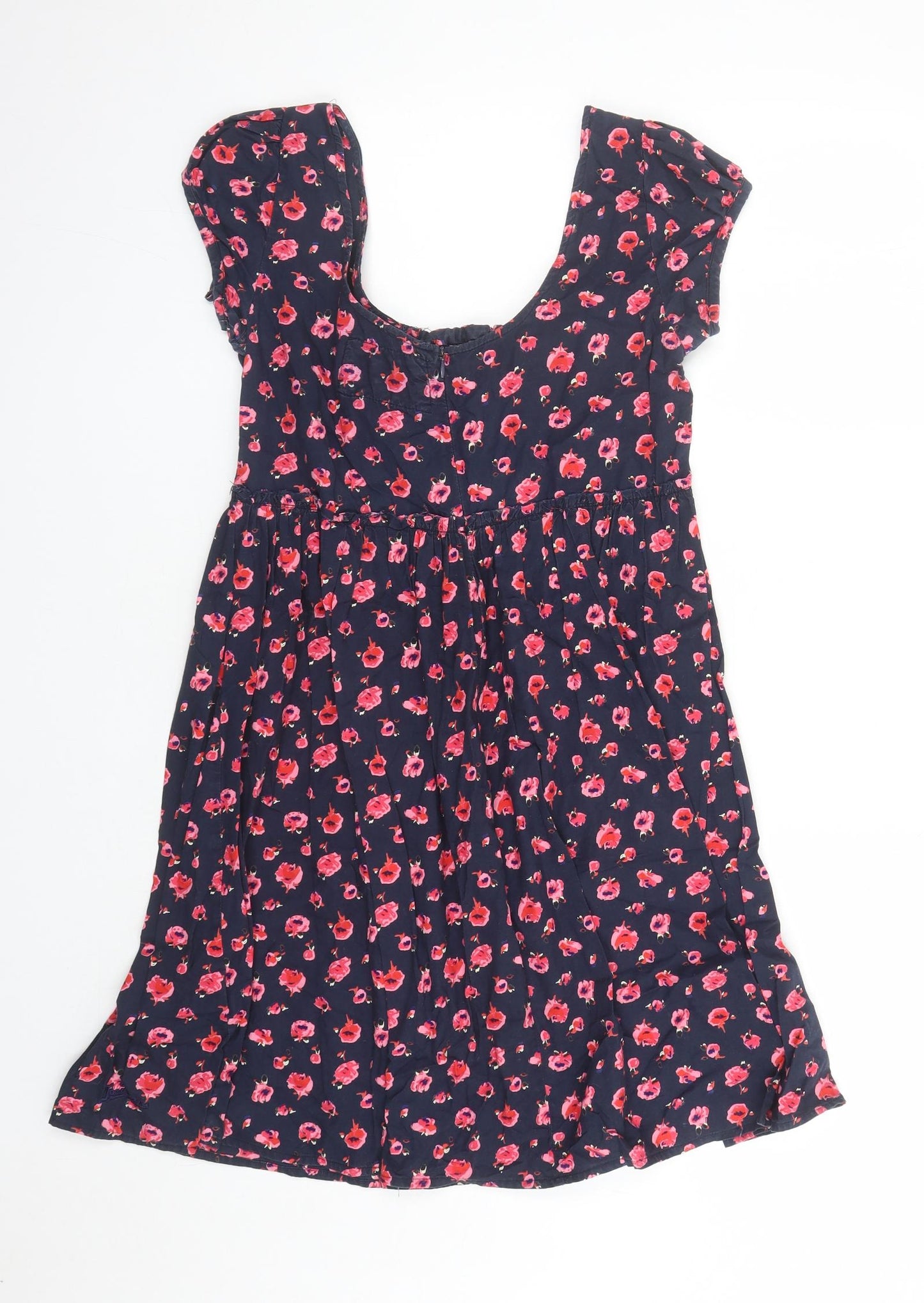 Joe Browns Womens Blue Floral 100% Cotton A-Line Size 10 Round Neck Zip