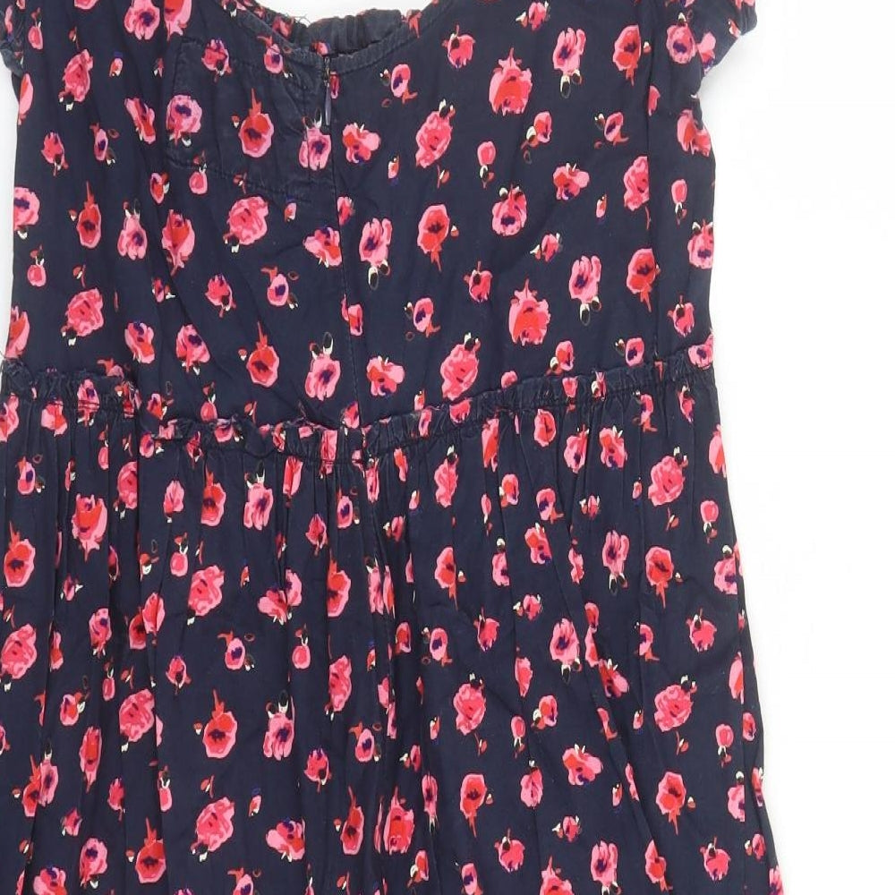 Joe Browns Womens Blue Floral 100% Cotton A-Line Size 10 Round Neck Zip