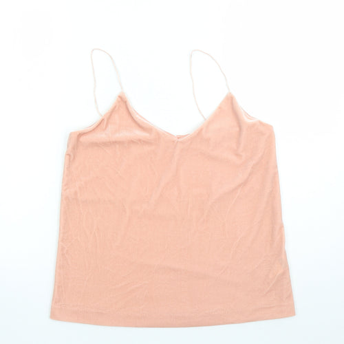 Weekday Womens Pink Polyester Camisole Tank Size S V-Neck