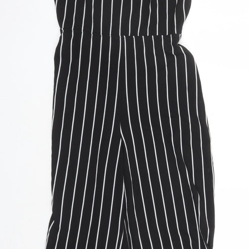 Luc-ce Womens Black Striped Polyester Jumpsuit One-Piece Size M L16 in Zip