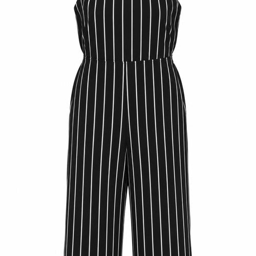 Luc-ce Womens Black Striped Polyester Jumpsuit One-Piece Size M L16 in Zip
