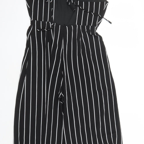 Luc-ce Womens Black Striped Polyester Jumpsuit One-Piece Size M L16 in Zip