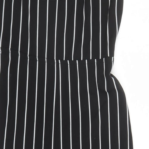 Luc-ce Womens Black Striped Polyester Jumpsuit One-Piece Size M L16 in Zip