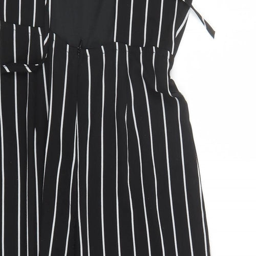 Luc-ce Womens Black Striped Polyester Jumpsuit One-Piece Size M L16 in Zip
