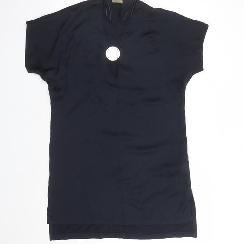 Zara Womens Black Polyester A-Line Size S V-Neck Pullover