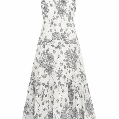 Gap Womens White Floral Cotton Tank Dress Size 8 Halter Tie - Open Back Detail