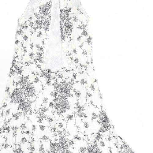 Gap Womens White Floral Cotton Tank Dress Size 8 Halter Tie - Open Back Detail