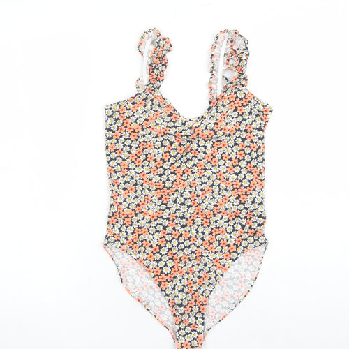 Miss Selfridge Womens Multicoloured Floral Cotton Bodysuit One-Piece Size 12 Snap