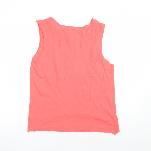 River Island Womens Orange 100% Cotton Basic Tank Size XS Round Neck - Pacha Ibiza Rhinestone Detail