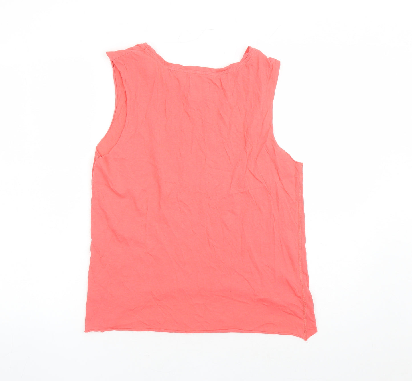 River Island Womens Orange 100% Cotton Basic Tank Size XS Round Neck - Pacha Ibiza Rhinestone Detail