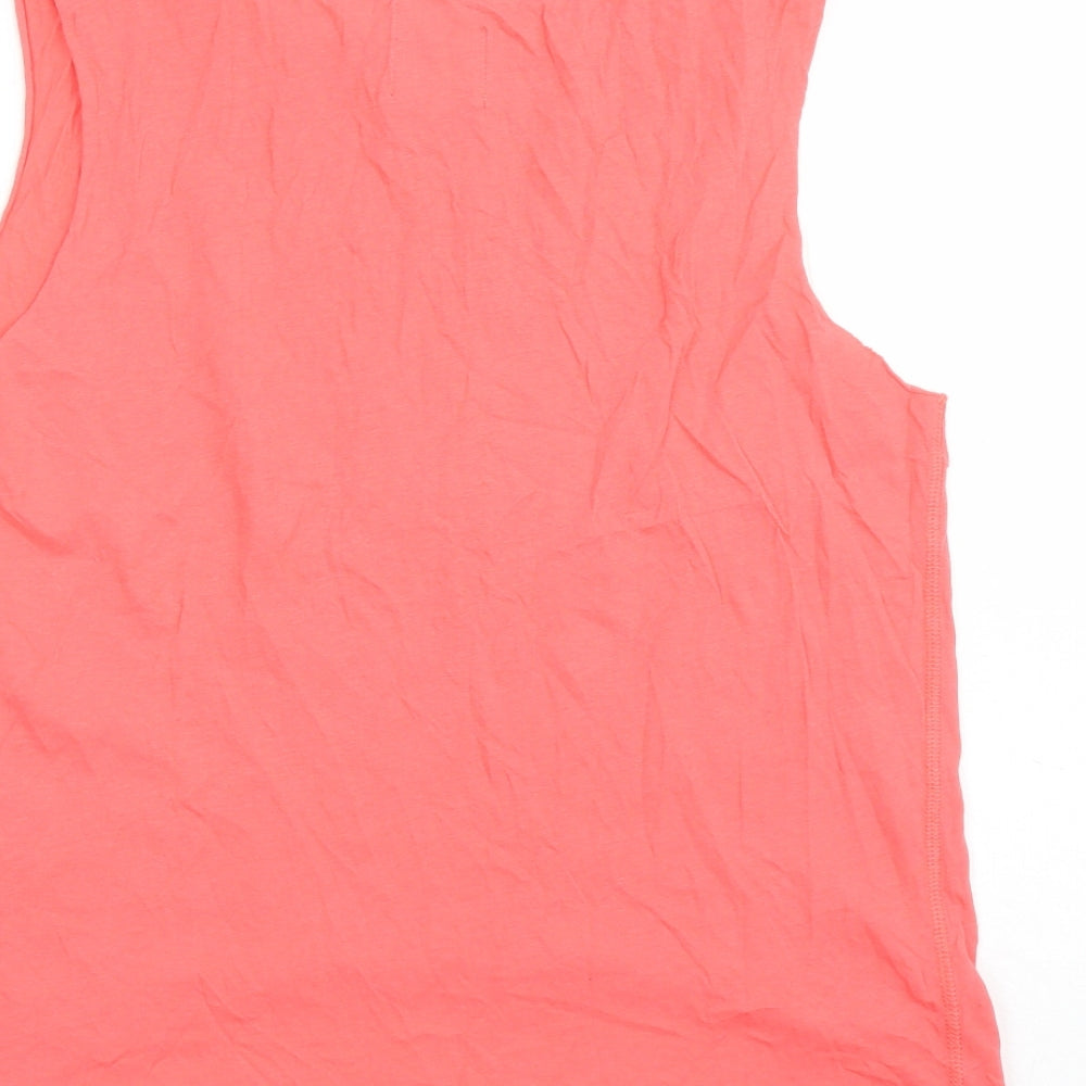 River Island Womens Orange 100% Cotton Basic Tank Size XS Round Neck - Pacha Ibiza Rhinestone Detail