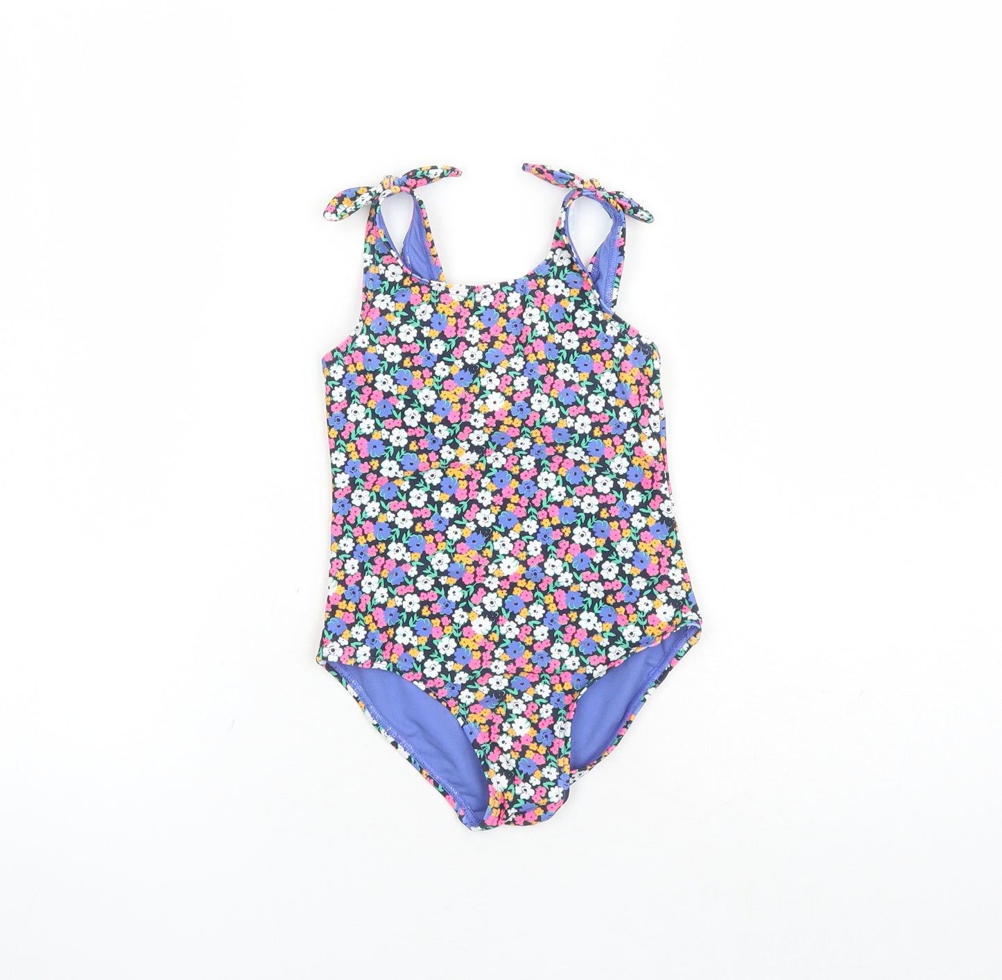 Marks and Spencer Girls Multicoloured Floral Polyamide Unitard One-Piece Size 5-6 Years Pullover - Swim Suit
