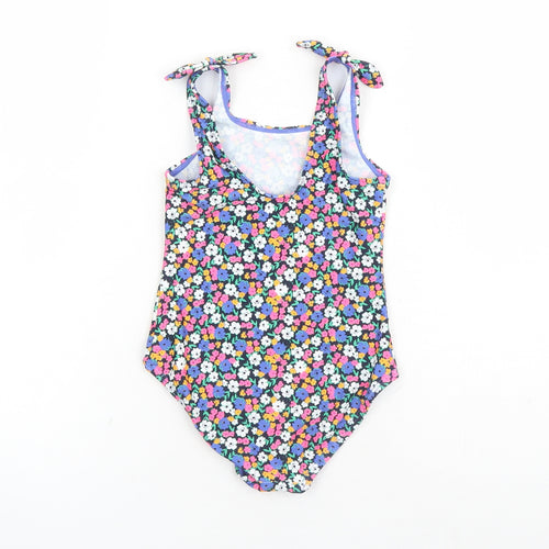 Marks and Spencer Girls Multicoloured Floral Polyamide Unitard One-Piece Size 5-6 Years Pullover - Swim Suit