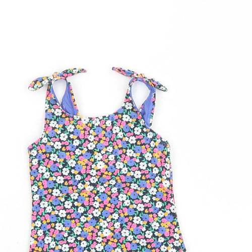 Marks and Spencer Girls Multicoloured Floral Polyamide Unitard One-Piece Size 5-6 Years Pullover - Swim Suit
