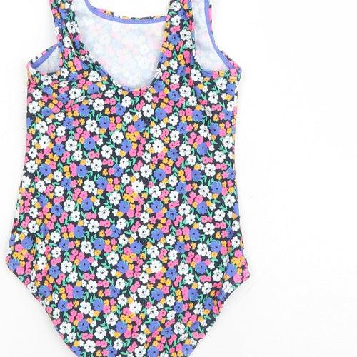 Marks and Spencer Girls Multicoloured Floral Polyamide Unitard One-Piece Size 5-6 Years Pullover - Swim Suit