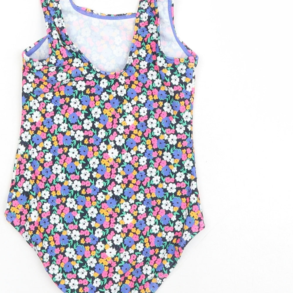 Marks and Spencer Girls Multicoloured Floral Polyamide Unitard One-Piece Size 5-6 Years Pullover - Swim Suit