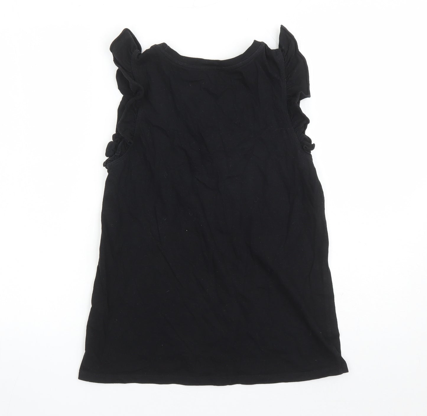 River Island Womens Black 100% Cotton Basic T-Shirt Size 10 Round Neck - La Monada