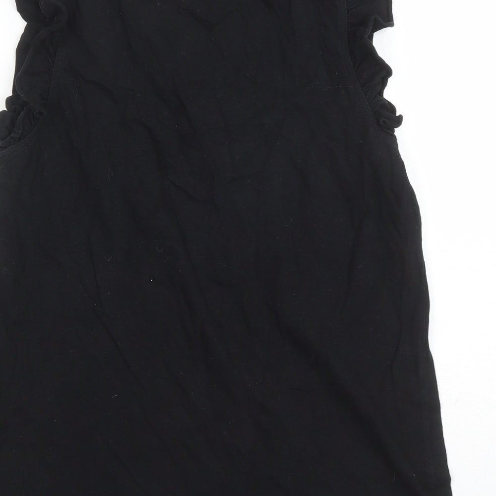 River Island Womens Black 100% Cotton Basic T-Shirt Size 10 Round Neck - La Monada