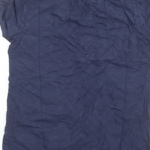 Fat Face Womens Blue Geometric Cotton Basic T-Shirt Size 8 Round Neck - Embroidered Detail