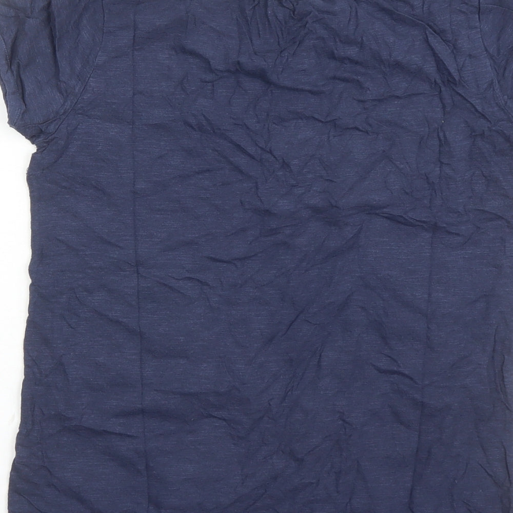 Fat Face Womens Blue Geometric Cotton Basic T-Shirt Size 8 Round Neck - Embroidered Detail
