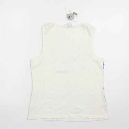 NEXT Womens Multicoloured 100% Cotton Basic Tank Size 18 Scoop Neck - Sequin Detail
