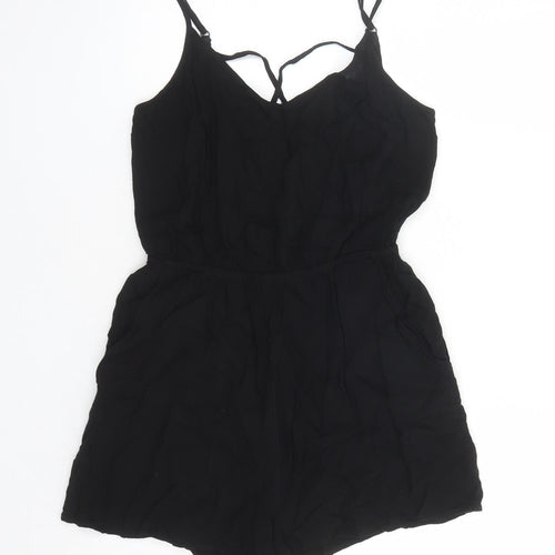 Divided by H&M Womens Black Viscose Playsuit One-Piece Size 8 Pullover