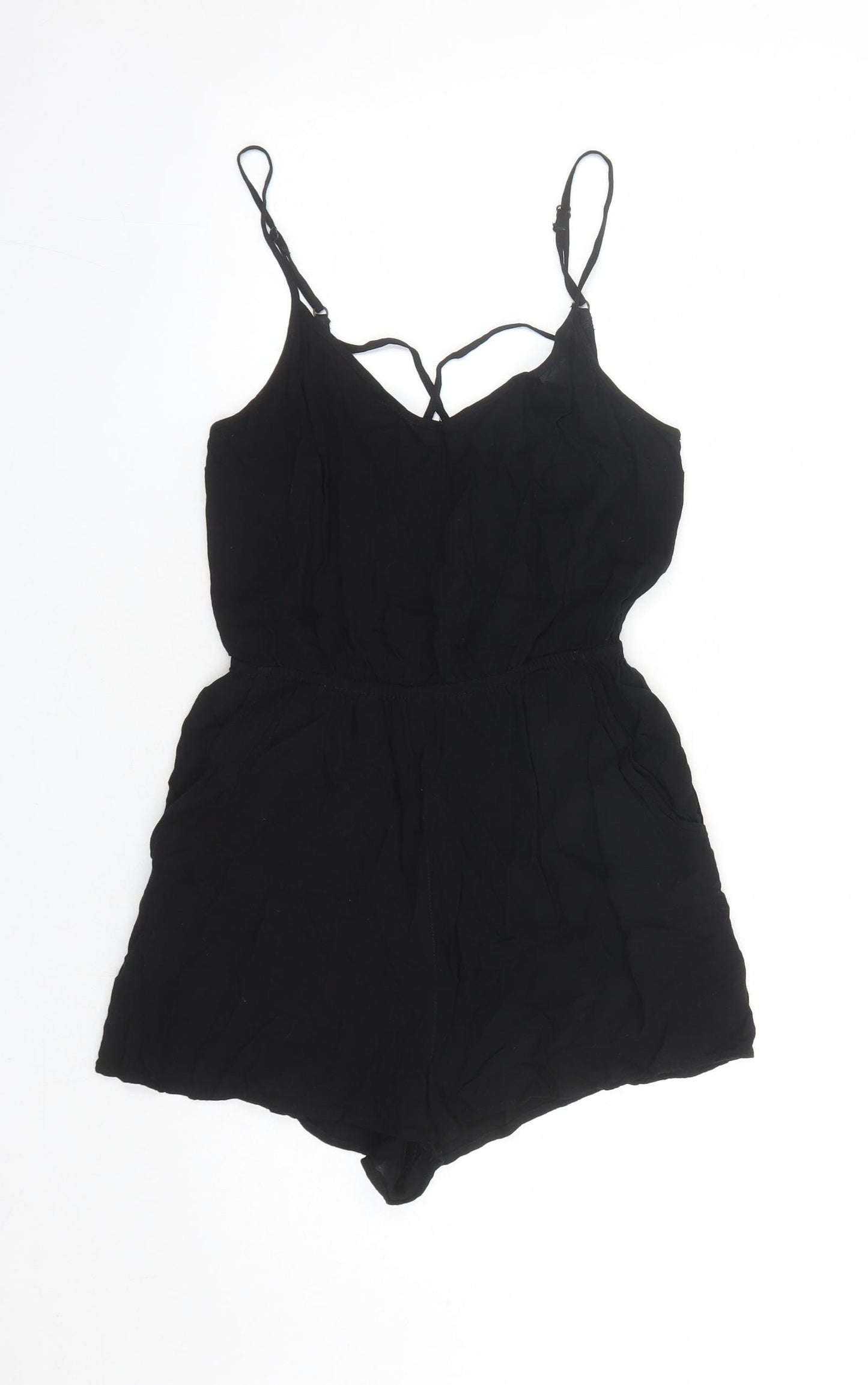 Divided by H&M Womens Black Viscose Playsuit One-Piece Size 8 Pullover