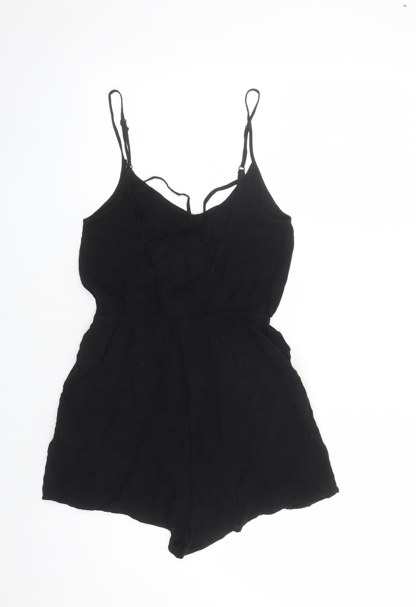 Divided by H&M Womens Black Viscose Playsuit One-Piece Size 8 Pullover