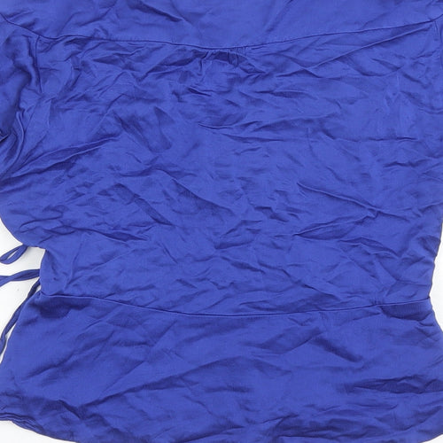 Zara Womens Blue Viscose Wrap Blouse Size S V-Neck
