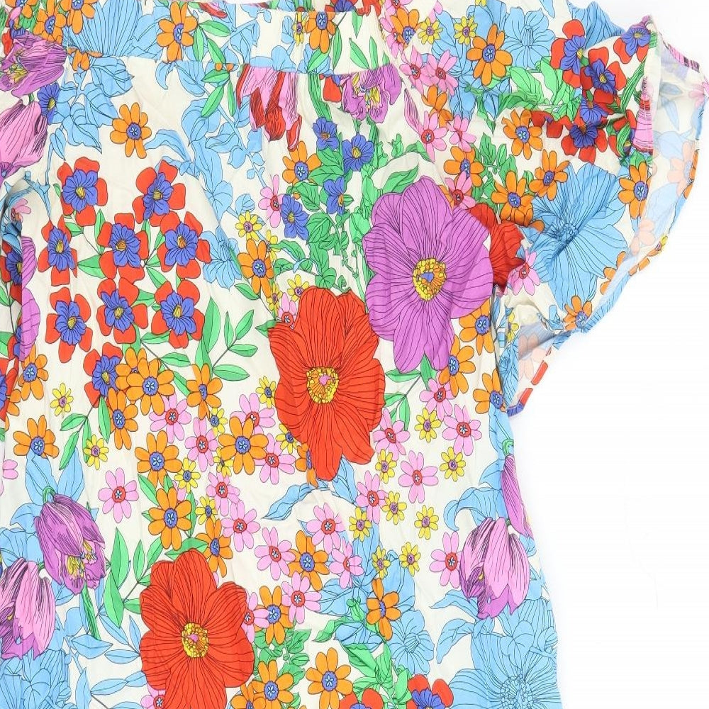 H&M Womens Multicoloured Fair Isle 100% Cotton A-Line Size 10 Boat Neck Pullover