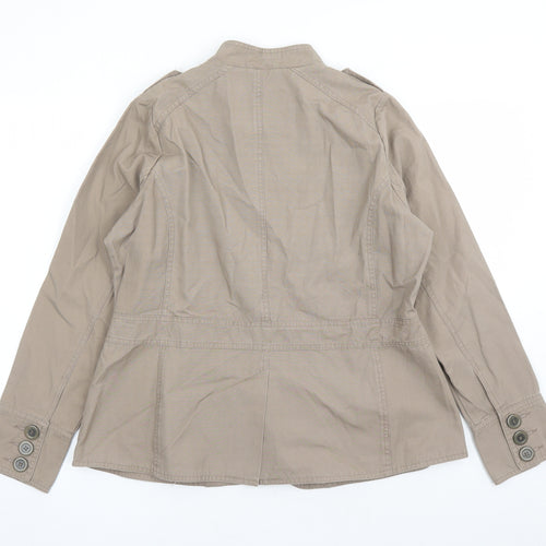 Evans Womens Brown Military Jacket Jacket Size 14 Button - Pockets