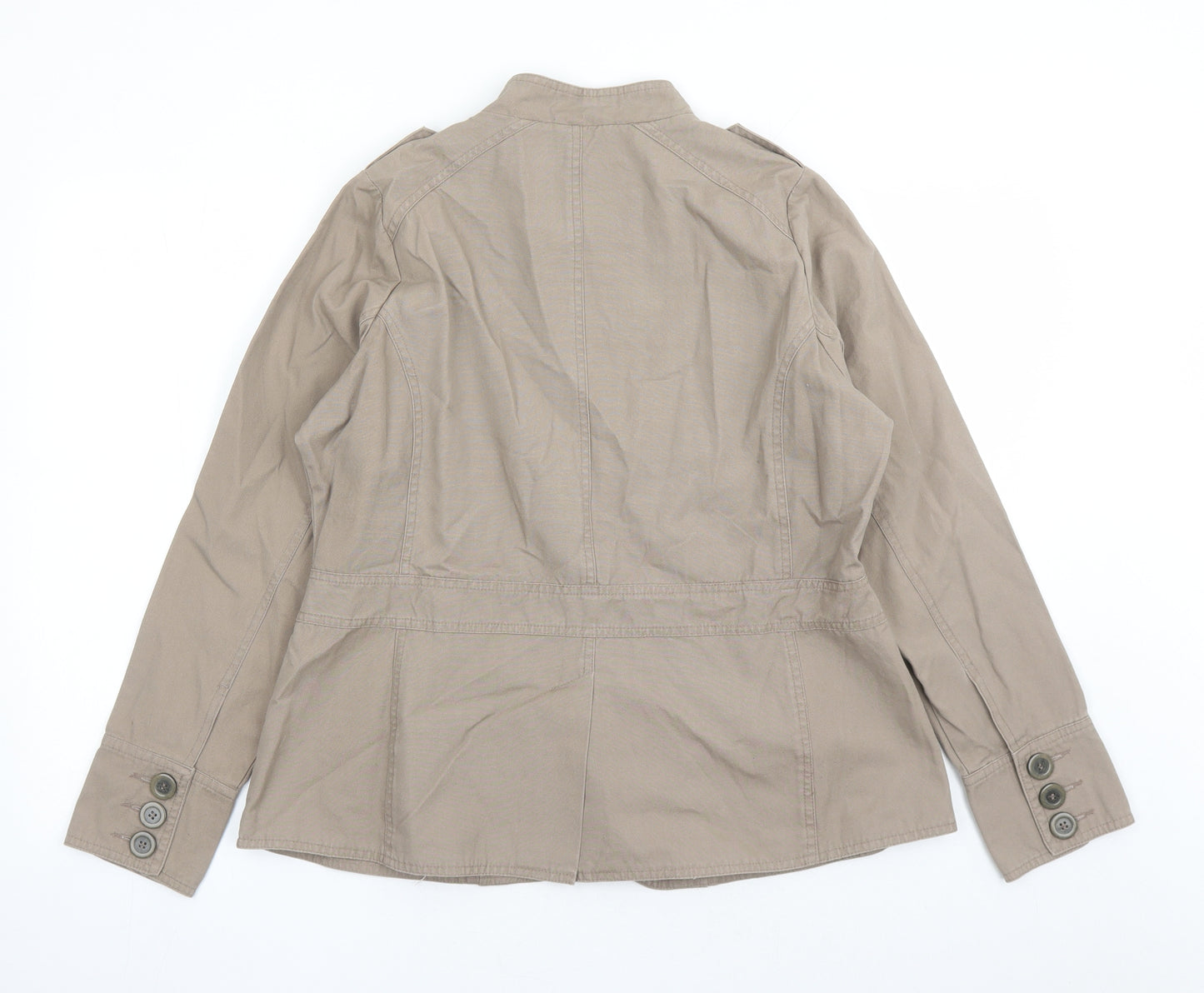 Evans Womens Brown Military Jacket Jacket Size 14 Button - Pockets